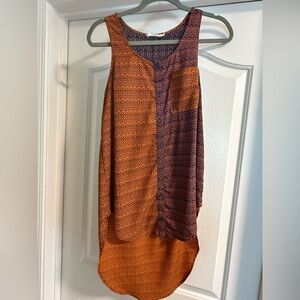 Lush Orange and Blue Patterned Top